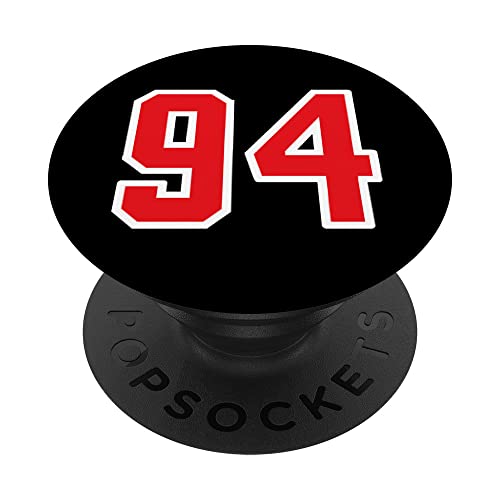 Camiseta deportiva número 94 Lucky No. Blanco Rojo 94 Cumpleaños PopSockets PopGrip Intercambiable