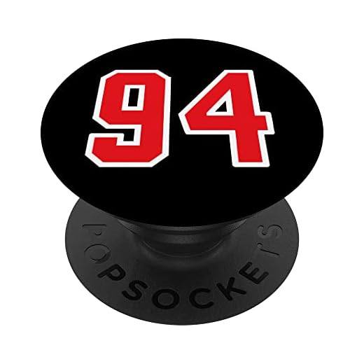 Camiseta deportiva número 94 Lucky No. Blanco Rojo 94 Cumpleaños PopSockets PopGrip Intercambiable