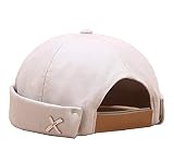 Men Hats Docker Hats Beanie Cap Sailor Cap Worker Hat Rolled Cuff Retro Brimless Hat with Adjustable