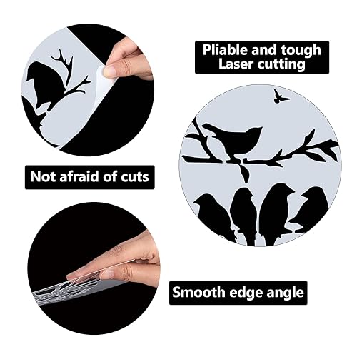 GORGECRAFT 30 * 30cm Bird Theme Drawing Art Stencil Plastic Birds Animal Pattern Template Sets Reusable Template for Wall Wood Tile Floor Furniture Fabric Painting Art Crafts - Image 3