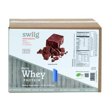 swiig Simple Whey Blend - No Sugar Added, Chocolate, No Fillers, No Artificial Flavors, Colors or Sweeteners, No RBGH (Hormones), No Gluten, 10 Pound (Bag in a Box)