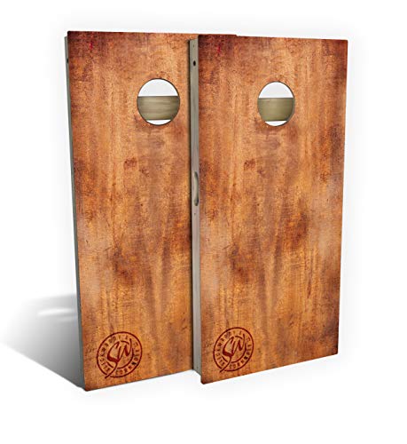 Slick Woody's Professional-Grade Cornhole Boards - 4'x2' Solid Wood Regulation Woodgrain Flag Corn Hole Toss Game with 8 Resin Filled Bags