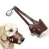 Soft PU Leather Dog Muzzles for Small Medium Large Dogs,Ajustable Breathable Dog Mouth Guard Cover to Prevent Biting Barking Chewing (Brown, 3#M)