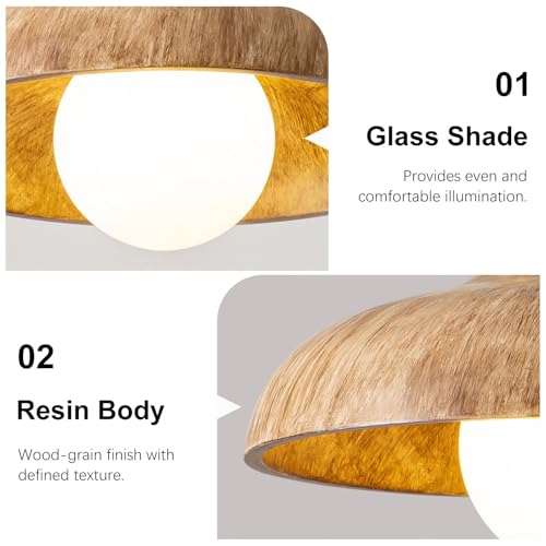 Lampe suspendue transfert d'eau effet bois et douille G9 moderne - 5