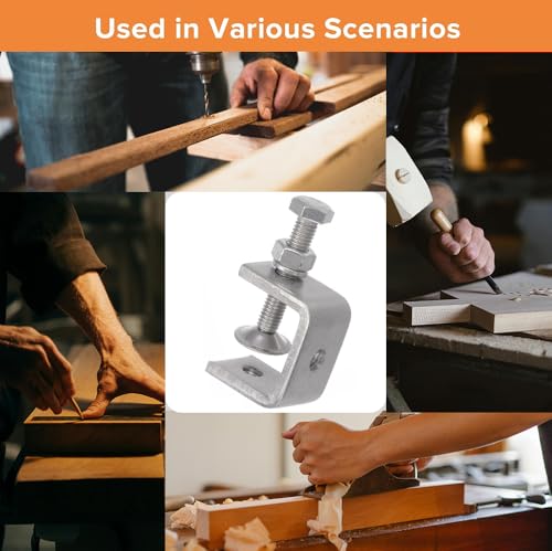 Image of Stainless Steel C Clamps, Mini Tiger Clamp Set for Mounting, Heavy Duty Metal U Clamps, Small Desk G-Clamp with 1.77 Inch Stable Wide Jaw Opening for Metal Working Woodworking Welding Building (4pcs)