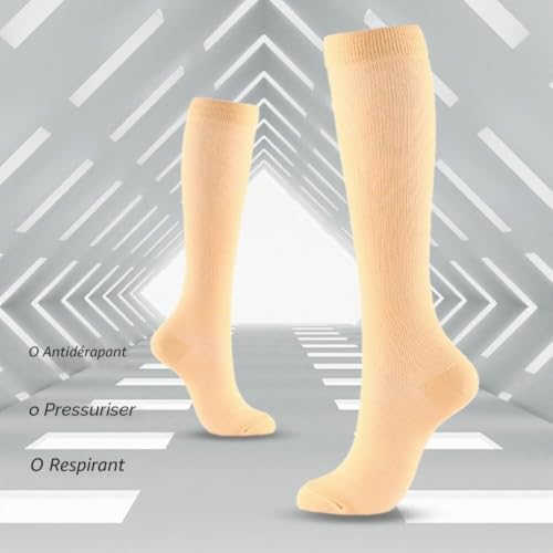 LICHENGTAI 3 paires de chaussettes de compression à fermeture éclair, chaussettes de compression hautes, bas de compression de soutien, chaussettes de compression en vol pour femmes et hommes (35-38) – vue 8