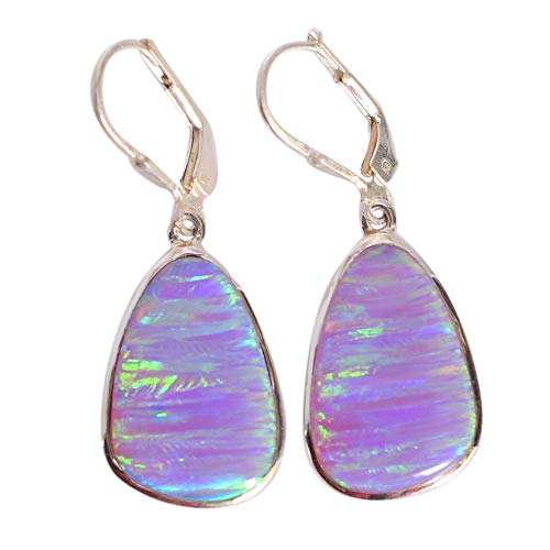 Boucles d'oreilles opale de feu argent anti-allergie fait main
