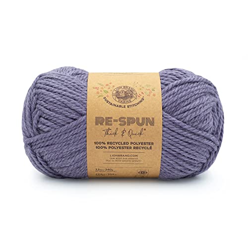 Image of Lion Brand Yarn, Re-Spun Thick & Quick Yarn, Acai, Purple, 1 Pack