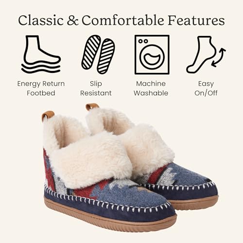 Dearfoams Alpine Women's Moritz Indoor/Outdoor Bootie Slipper, Navy Multi, 6-Numeric_7 by Dearfoams - Image 5