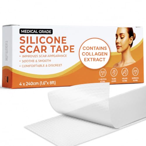 Medical Grade Silicone Scar Tape | Collagen Tape for Wrinkles & Scars | Scar Tape for Surgical Scars C Section & Keloid Scar Treatment | Silicone Scar Sheets 4cm x 2.4m By Target Control U.K LTD