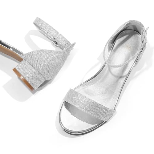 Image of K KomForme Girls Sandals Low Heels Dress Pump Ankle Strap Open Toe Wedding Party Shoes(Toddler /Little Kids /Big Kids)