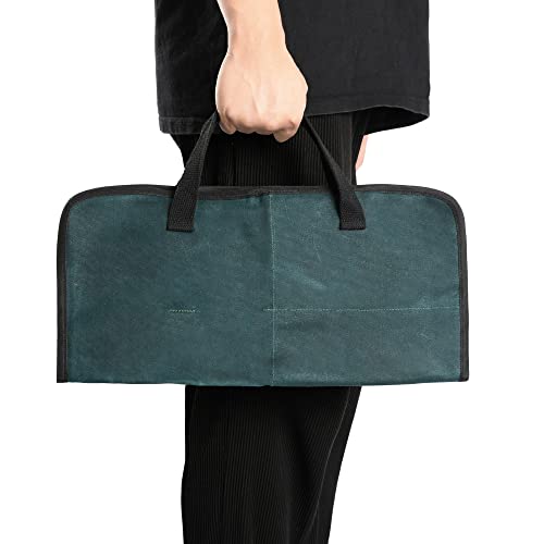 Kaaltisy Chefs Knife Bag, 16Oz Waxed Canvas Knife Holder With Professional Anti Cutting Fabric (Dark Green) - Multi Purpose Kitchen Knife Case With 4 Slots #TOP4