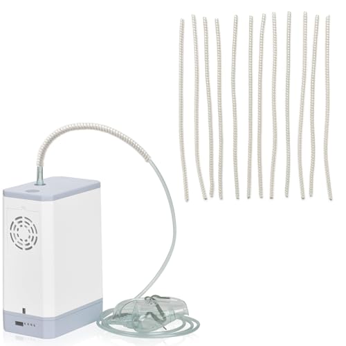 Apuozhi 12 Pack Oxygen Tubing Support Crimp Straightener, Keeps Hose Straight - Prevents Kinking Retractable Oxygen Tube Protector for Portable Oxygen Concentrator, Oxygen Tank, Nasal Cannula, Gold