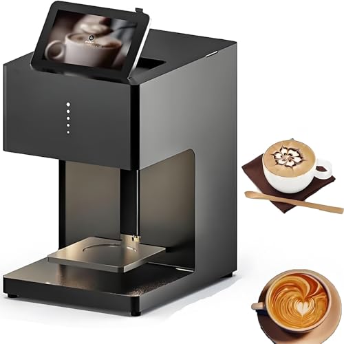 Nuxyyds M&aacute;quina De Caf&eacute; Latte - Impresora 3D De Caf&eacute; Latte Art con Conexi&oacute;n WiFi Y Escaneo De C&oacute;digos Qr, para Pasteles, Postres, Cerveza, Galletas Y Pan, Pantalla T&aacute;ctil Completa Black