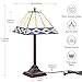 Table Lamp with Square Stained Glass Shade, Vintage Style Desk Lamp, Mid Century Modern Bedside Nightstand Lamps, Unique Decorative Accent Light for Bedroom Living Room Office (E26 Base)