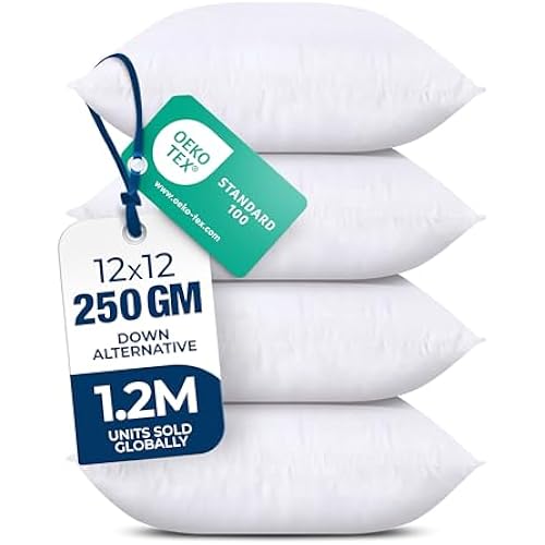 Utopia Bedding Throw Pillows, Decorative 12x12 Pillow Inserts, Set of 4
