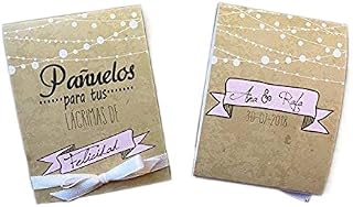 Lágrimas de Felicidad para Bodas con pañuelo de papel con flores en color marron y blanco