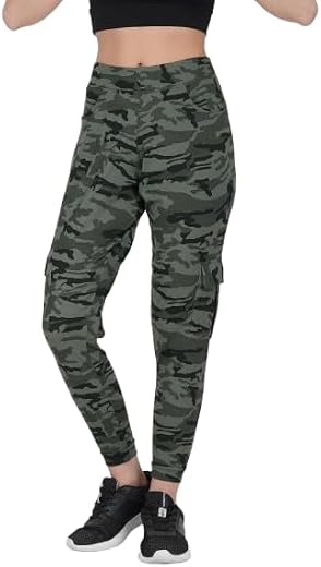 Imperative Women's Camouflage Quick Dry Stretchable Gym Yoga Workout Track Pants, Slim Fit with Cargo Pockets, 4-Way Stretch.
