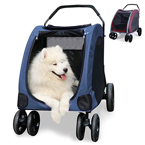 Hunde Buggy PawHut Hundebuggy 75L X 46l X 94H Cm Faltbar Wasserdicht 600D Oxford-Gewebe 4 Räder Grau Bollerwagen Hund