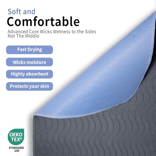 Image of Accompagner Incontinence Bed Pads Washable Waterproof, Ultra-Absorbent Reusable Underpads for Diaper Changing, Nursing, Bedridden, Adults, Seniors, Kids and Dogs (Dark Gray, 36 inchx54 inch(Pack of 4))