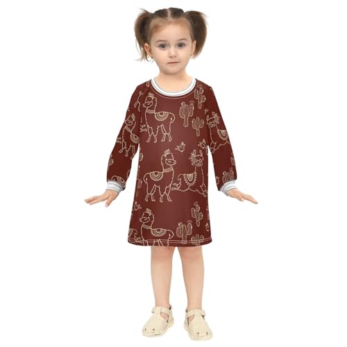 Animals Cacti Girls Dresses Long Sleeve Sweatshirt Dress for Girls Winter Toddler Casual A Line Dresses Size 2-8T4