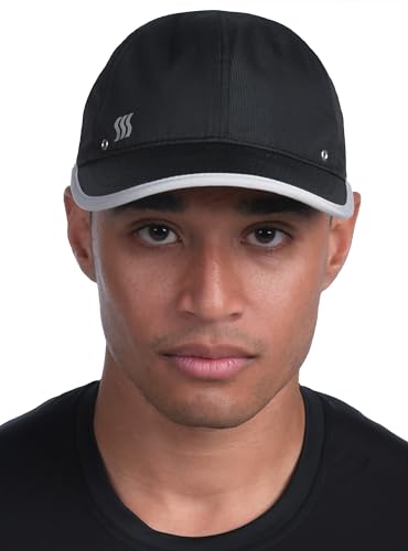 SAAKA Lightweight Hat for Men. Fast Drying, Stays Cools. Best for Running, Tennis, Golf and All Sports (Black)