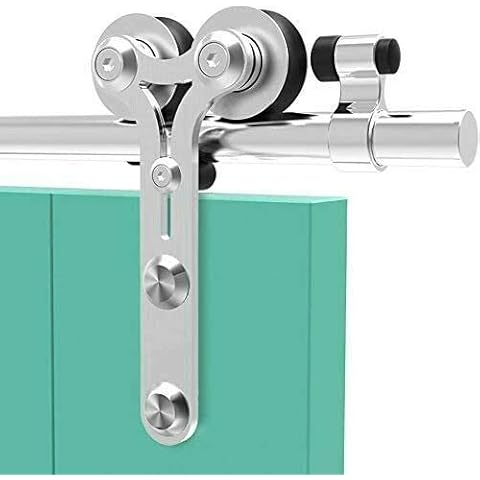 TSMST 200CM/6.6FT Stainless Steel Sliding Barn Door Hardware Kit Track Roller Closet Accessory for Single Door Y Shape Cover