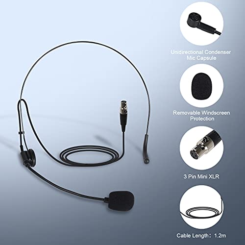 Phenyx Pro PTU-5000 Wireless Lapel Microphone with Mini XLR Jack, Unidirectional Condenser Cartridge, Ideal for Stage, Church, Conference, Interviews, Video Recording