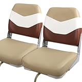 Seamander Low/High Back Boat Seat,Folding Fishing Tan Boat Seats 2 Packs (Tan/Brown&White)
