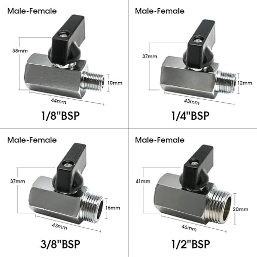 Mini válvula de bola de latón de 1/8" macho-macho para cierre seguro de tuberías 6
