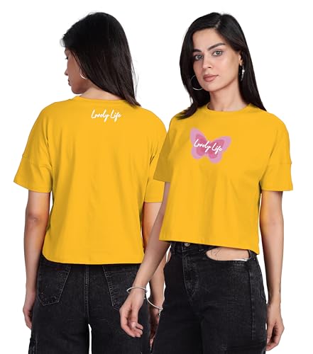 Image of SHODOX Women's 100% Cotton Regular Fit Printed Half Sleeve T Shirt Casual Summer Wear Soft Breathable Top Daily Comfort Style