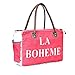 CLA Bags LA BOHEME Upcycled Canvas Hand Bag Upcycled Canvas & Cowhide Tote Bag Radiant Upcycled Canvas & Cowhide Leather Crossbody Bag (16 x 11 Inch, Light-Red)