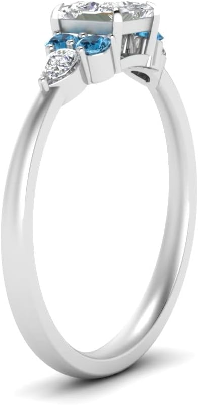 Choose Your Gemstone Princess Shape Accented Engagement Ring 925 Sterling Silver Minimal Modern Design Birthday Gift Wedding Gift Side Stone Engagement Rings : US Size 4 to 12