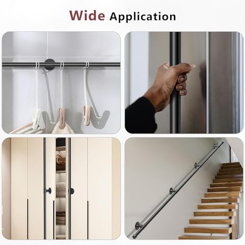 Sunowl Handlauf Treppe, Handläufe für Treppen 3M, Treppengeländer Innen und Außen, Verzinkter Handlauf Schwarz für Behinderte Kinder Altere, Wandhandlauf für Küche BadGarten Treppen