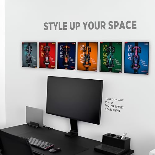 Image of Seagull Store F1 Formula One Car Posters 2025 - Pack of 6 | 8x12 inch (A4 Size) | 300 GSM Matte Laminated | Included Peel and Apply Tape on Back (now Providing free GlueDrops) | Self-Adhesive Posters | Wall Art for Bedroom, Living Room, Office, Garage Decor
