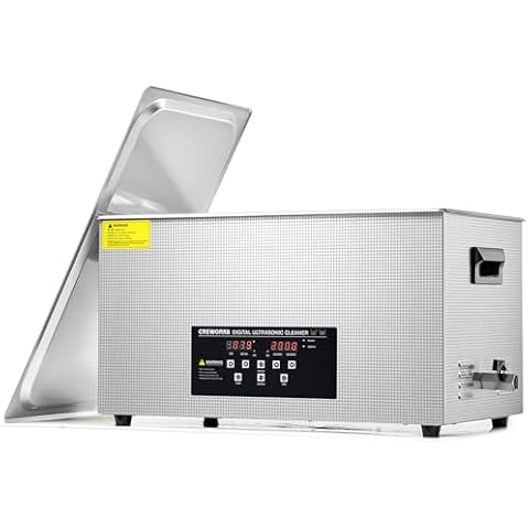 CREWORKS 22L Digital Ultrasonic Cleaning Machine with Heater and Timer, 480W Stainless Steel Ultrasonic Cleaner Machine, 5.8 gal Ultrasonic Parts Cleaner for Retainer Glasses Auto Tool Machine Part Cover