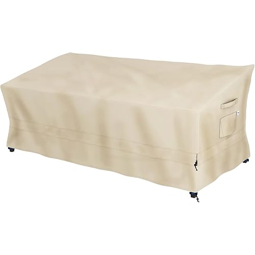 WJ-X3 3-Seater Outdoor Sofa Cover, Heavy Duty Patio Sofa Cover, Outdoor Couch Cover Waterproof, High Wind Resistant Design for Patio Couch Cover, 87W x 37D x 35H, Beige