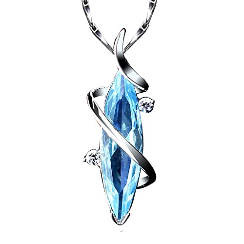 ZHUDJ Collar de Plata 925 Cellacity para Mujer, Colgante de Aguamarina, joyería Fina con Piedras Preciosas, Adornos para el Cuello en Forma de Gota de Agua para Mujer