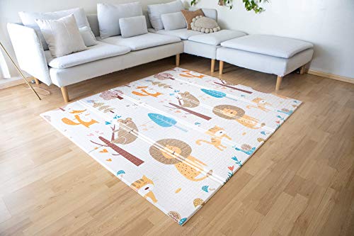 Easy Baby Extra Large And Thick (0.6In) Foam Play Mat For Babies And Toddlers | Nontoxic, Foldable, Washable, And Waterproof Playmat 77” X 70” (Jungle Friends Pattern) #TOP1