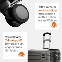 Travely Polycarbonat Koffer Groß 77cm XL - 100L Innenvolumen - 158cm Gurtmaß, sehr robuster Hartschalenkoffer mit sanften Rollen & TSA Schloss, Reisekoffer, Handgepäck Koffer, Reisekoffer mit Rollen – Ansicht 5