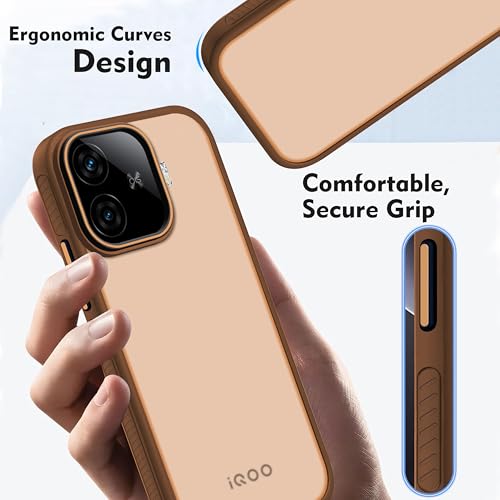 Image of V-TAN Back Cover for IQOO NEO 10R Compatible Case, Matte Finish Transparent Case, TPU, Camera Protective Shockproof Cover (Brown)