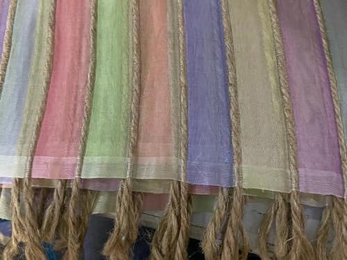 Organza Silk Fabric Multi Color Stripe selvidge to selvidge Vertical 44" Wide with Jute Rope [9809]4