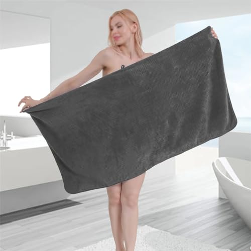 Drap de bain en microfibre argenté doux et léger style grand hôtel