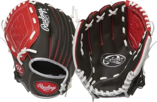 Rawlings unisex adult 10" | Ages 5-7 Rawlings Players 10 Inch Youth Baseball Glove, Dark Shadow/Red/White, US