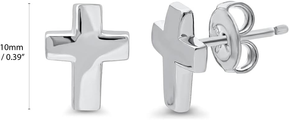 BERRICLE Sterling Silver Helix Cartilage Stud Earrings for Women - Ball Bead, Crescent Moon, Cross, Love Knot, Square Designs - Image 2