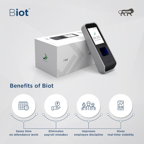 Image of 'Made in India' Cloud Based Biometric Attendance & Access Control Machine - Biot - with WiFi, Bluetooth, Integrated Payroll, Sync via Mobile App, Plug & Play Installation for Small Businesses
