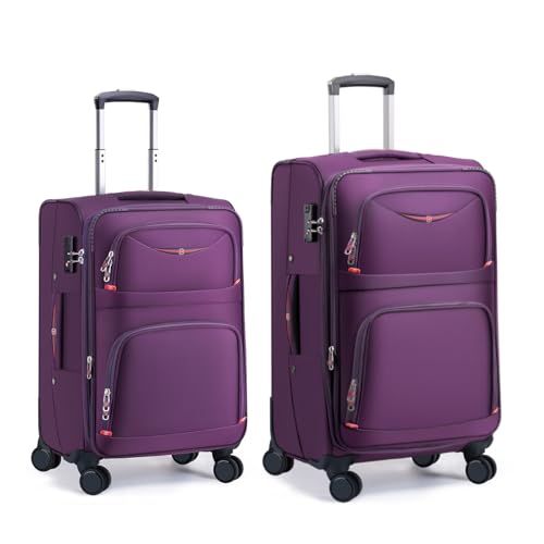 Image of ROPLUS Softside Expandable Luggage with 4 Spinner Wheels, Durable Carry-On Luggage Suitcase (Purple, 2-Piece Set 21 /25)