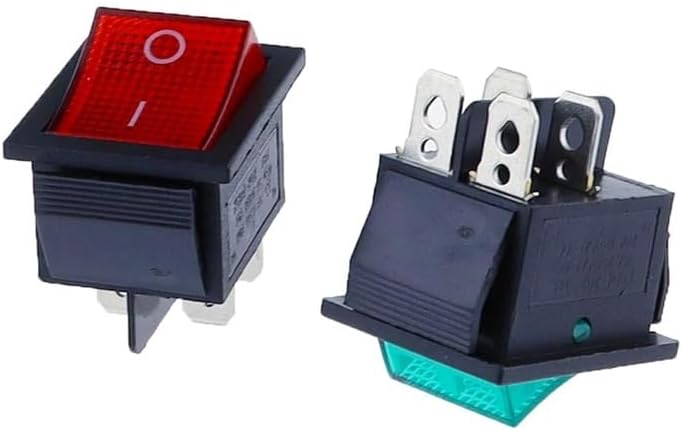 Power switch, Rocker Switch, KCD4 Latching ON OFF 2 Pos IO 4 Pin Light 16A 250VAC 20A 125VAC Multicolor(Gold)