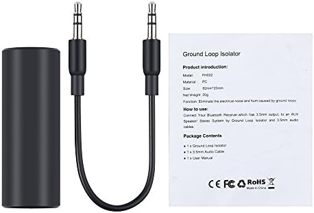 Ground Loop Noise Isolator Neoteck Auido Noise Filter Eliminator with 3.5mm Jack Audio Cable for Car Audio System/Home Stero System - Black
