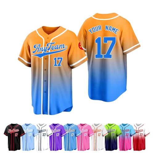 Image of Custom Baseball Jersey Personalized Name Number Logo Stitched or Printed Team Shirt for Men Women Youth